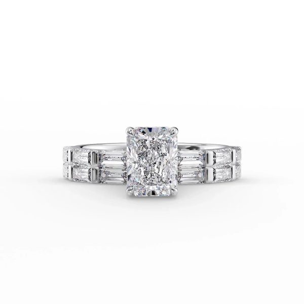 The Hailey Set With A 2.5 Carat Radiant Lab Diamond For Sale