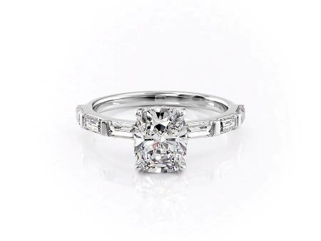 The Hailey Set With A 3 Carat Elongated Cushion Lab Diamond Online Sale