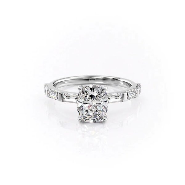 The Hailey Set With A 3 Carat Elongated Cushion Lab Diamond Online Sale